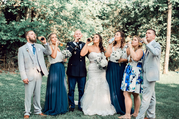 Bride and guests celebrating