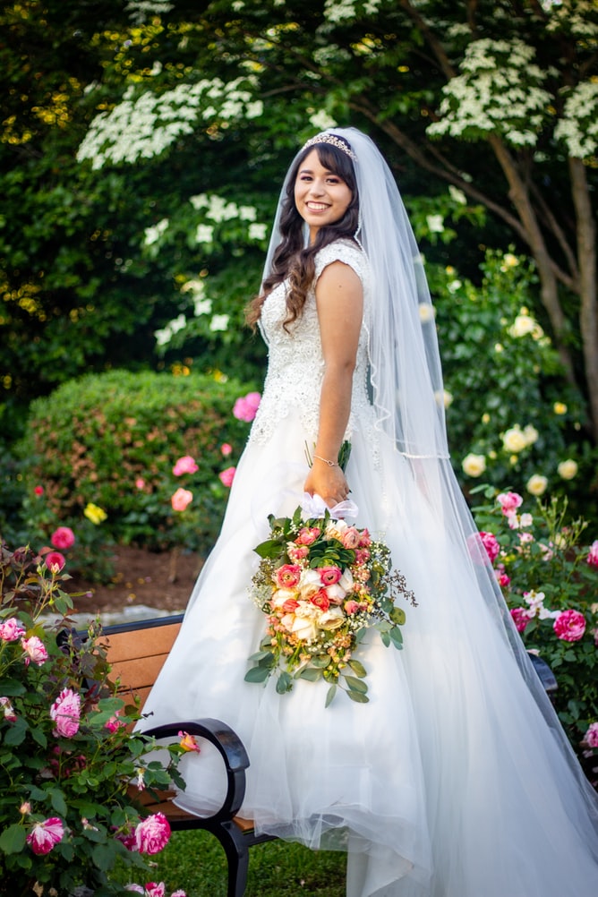Bride holding bouquet