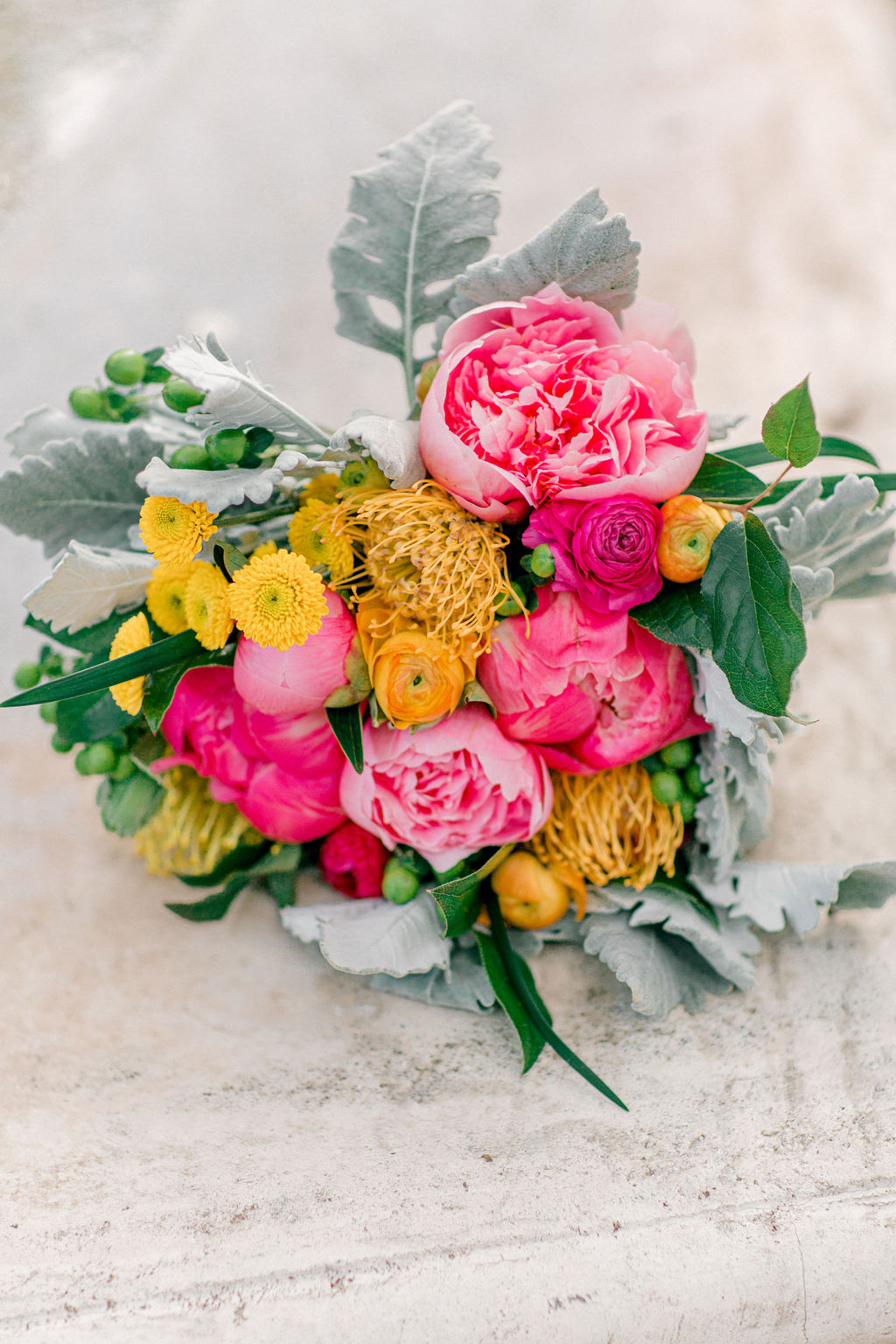 yellow pink and gray flowers