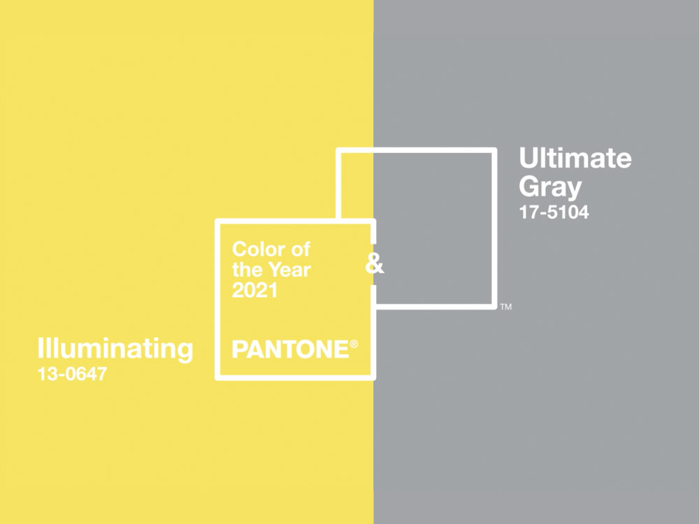 Patone color of the year 2021 colors illuminating and ultimate gray