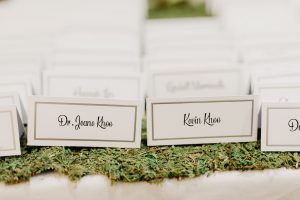 Moss on table with placecards