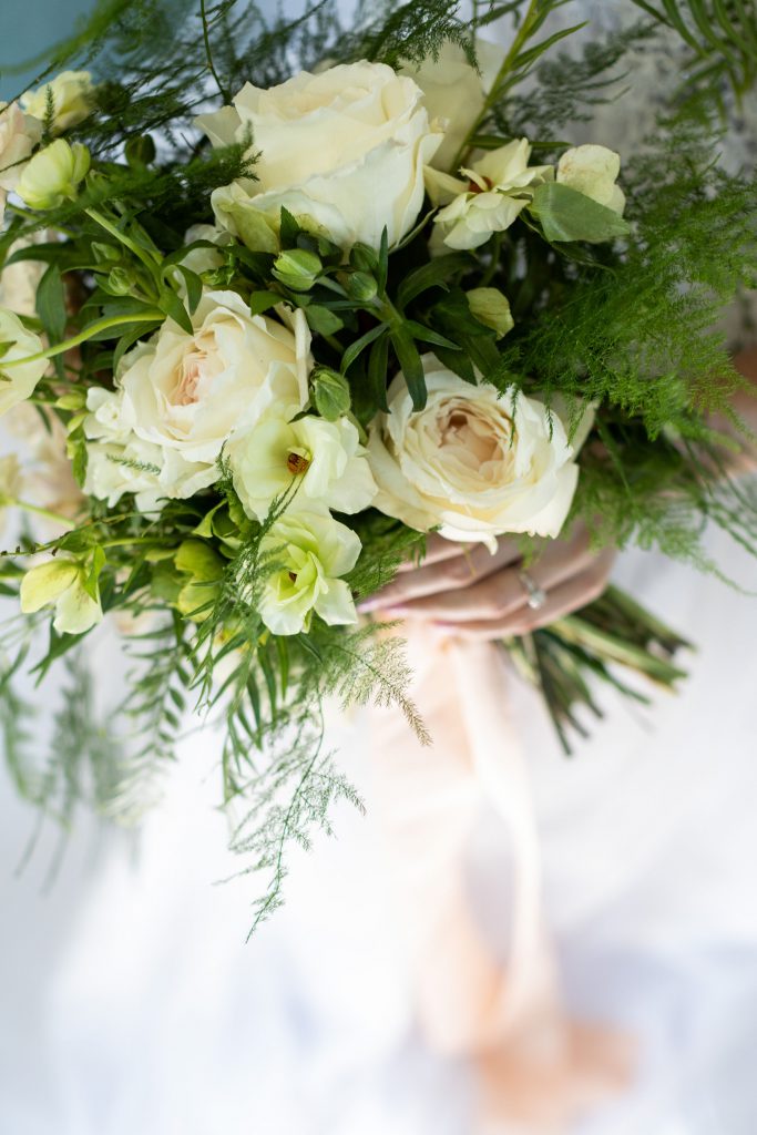 all white wedding bouquet