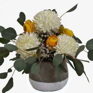 Finished Pantone yellow and grey floral piece