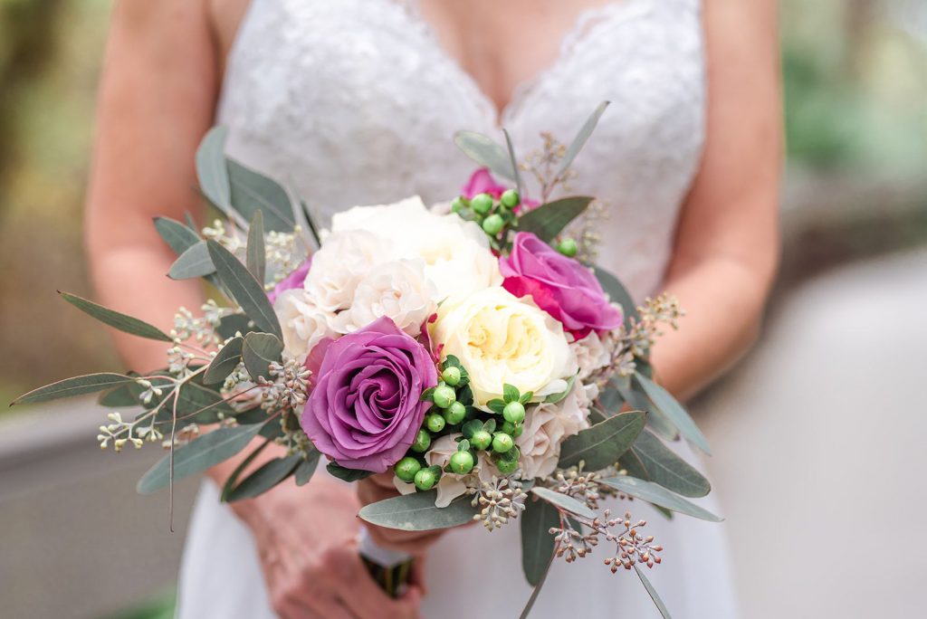 Berry-hued Roses & Seeded Eucalyptus