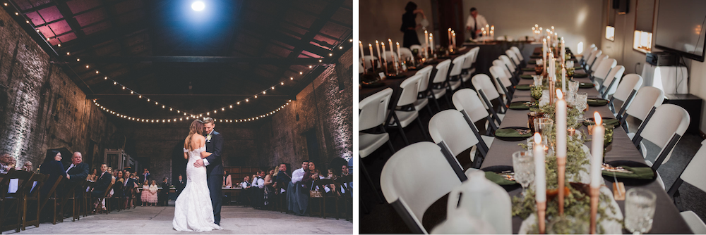Wedding couple dancing and seating