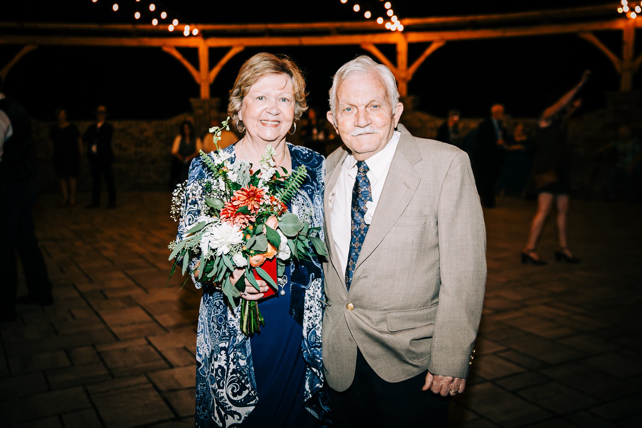 Boho DIY Wedding Flowers with parents of the bride