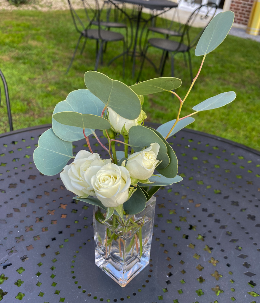 small square glass vase with eucalyptus for dream wedding