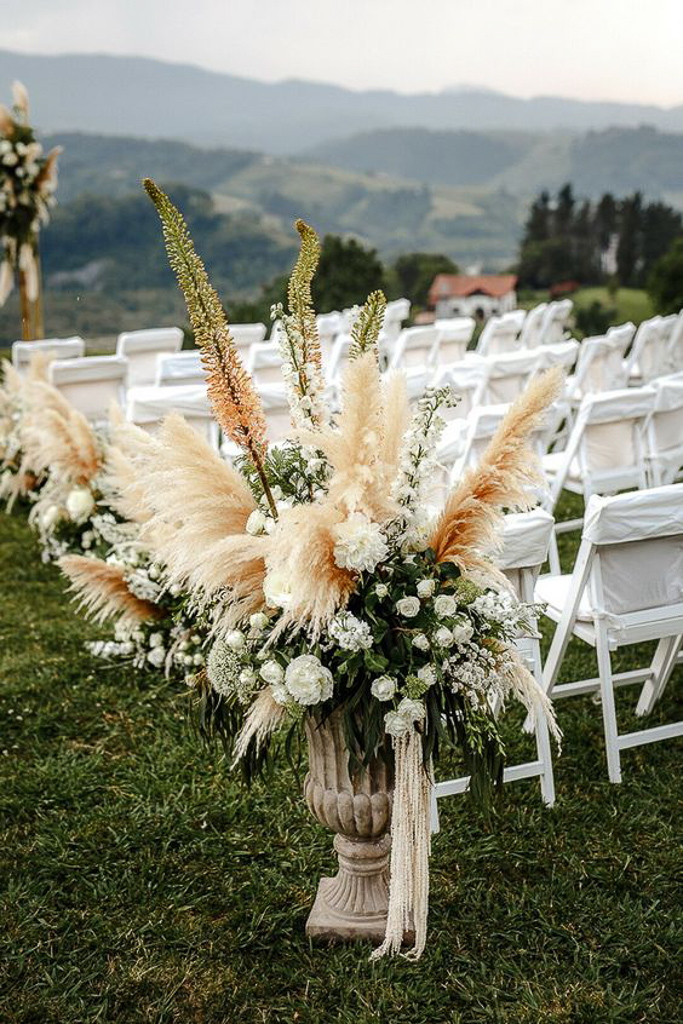 Pampas Grass and Dried Grass Floral Arrangements