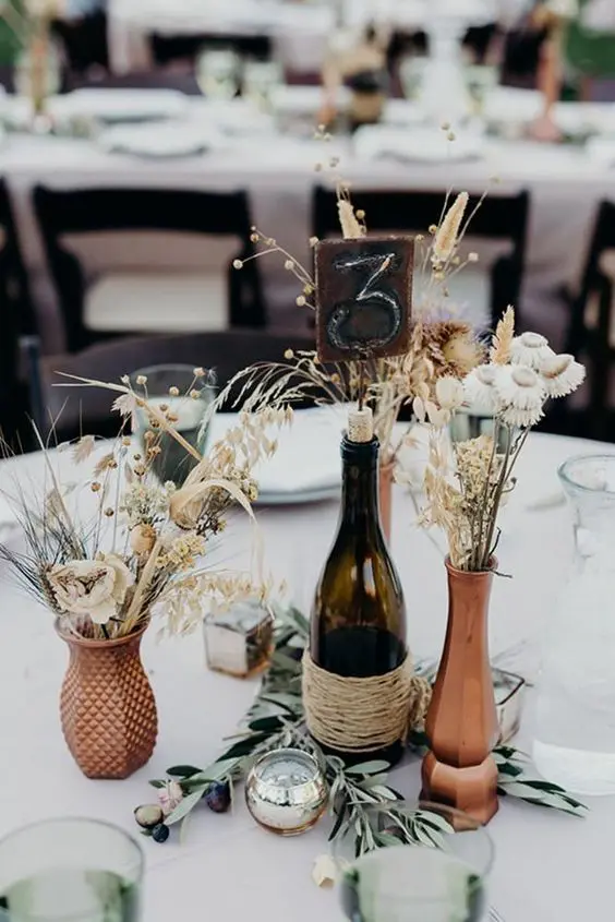 Dried Flower Centerpieces. Bud Vases