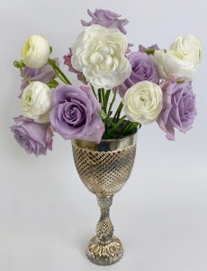 Adding White Ranunculus with Ocean Song Roses