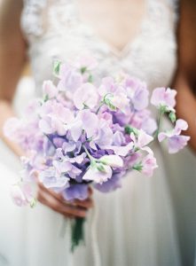 Bride with Sweetpea boquet