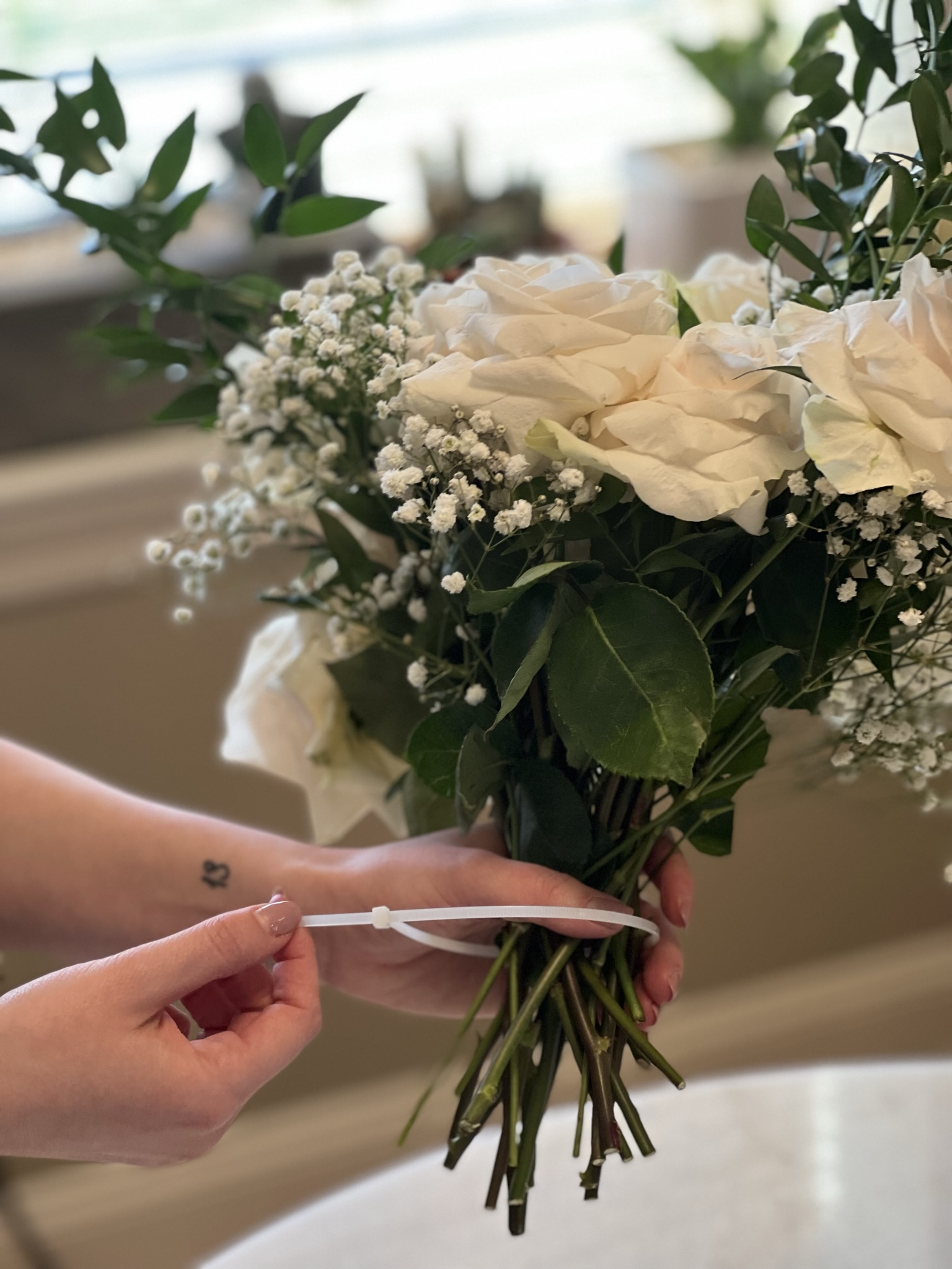 Zip ties are a floral supply any DIYer needs for bouquets! zip tie around a bouquet