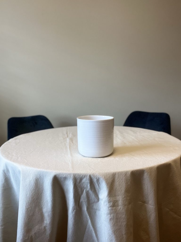 table with white vase