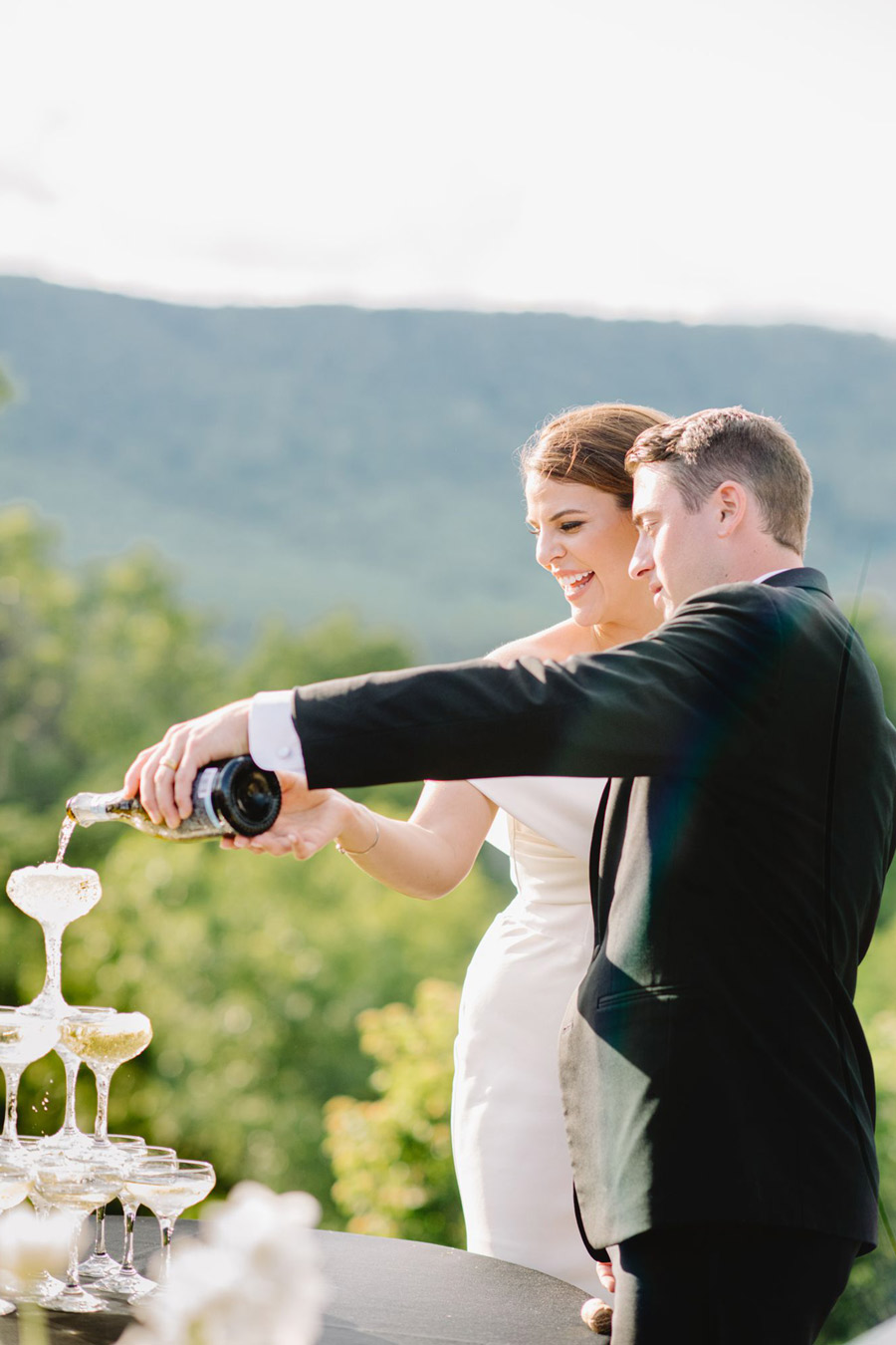 Bride and Groom Celebrating