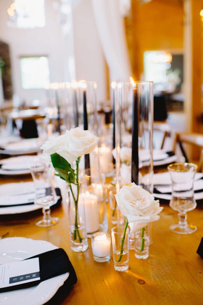Roses and Bud Vase for Black & White Wedding