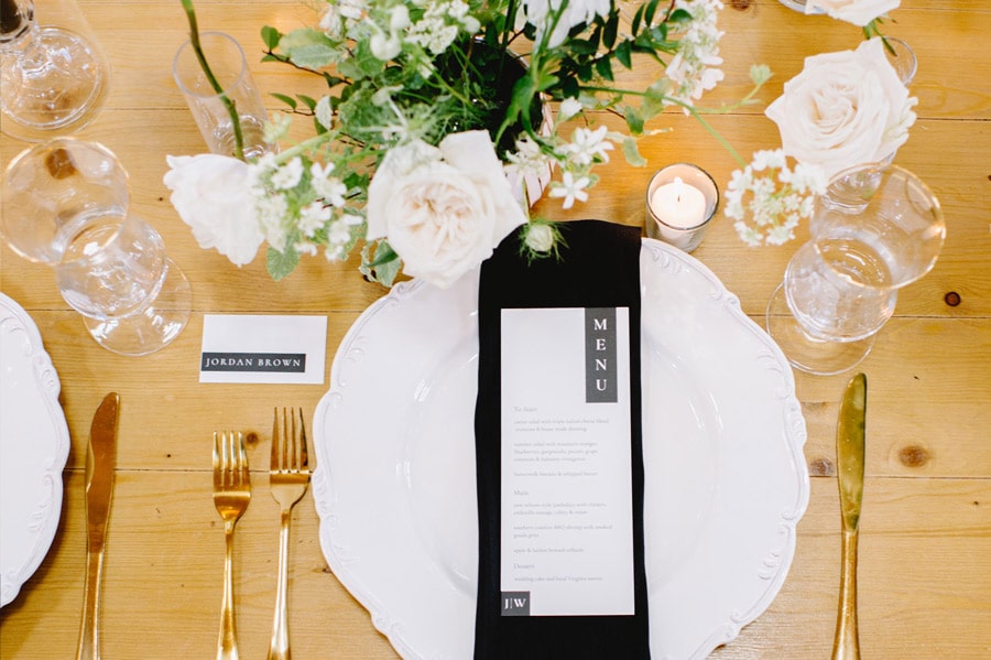 Wedding Place Setting in Black & White
