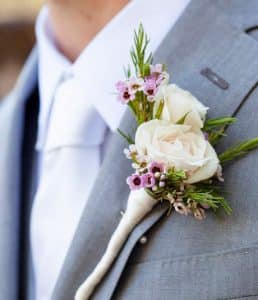 Roses & Wax Flower Boutonniere