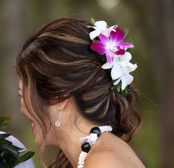 Orchids for Tropical wedding Hairstyle