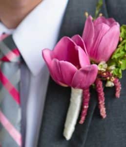 Duo Pink Tulip Boutonniere