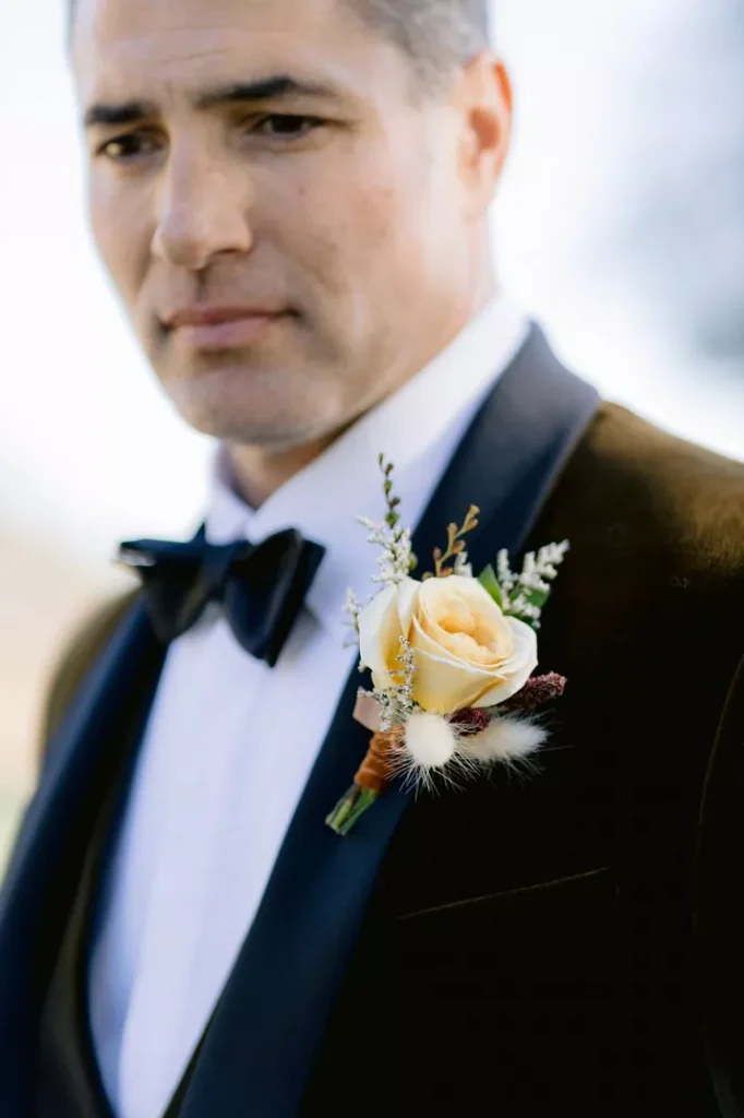 Yellow cream Boutonniere
