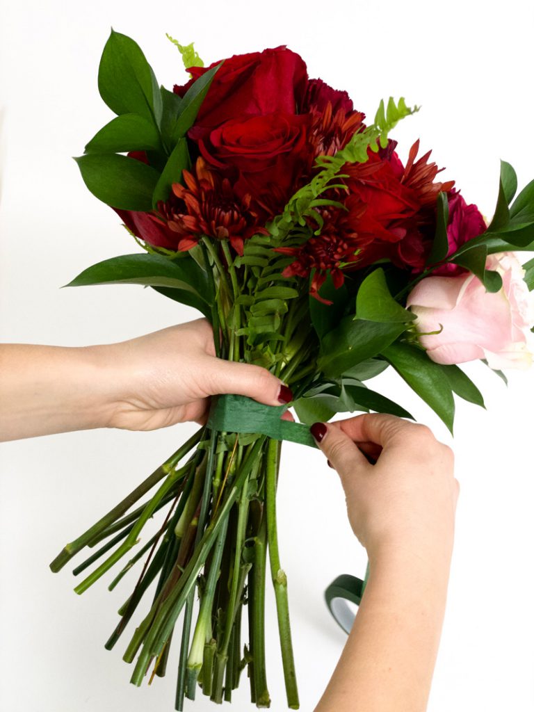Wrapping Stems with Floral Tape