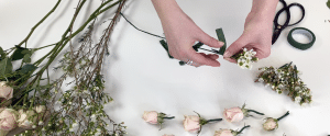 Tape flowers on Crown Wire