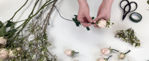 Alternate wax flower & Spray Rose on wire