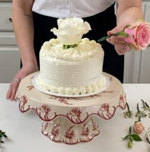 Placing Flowers in Cake