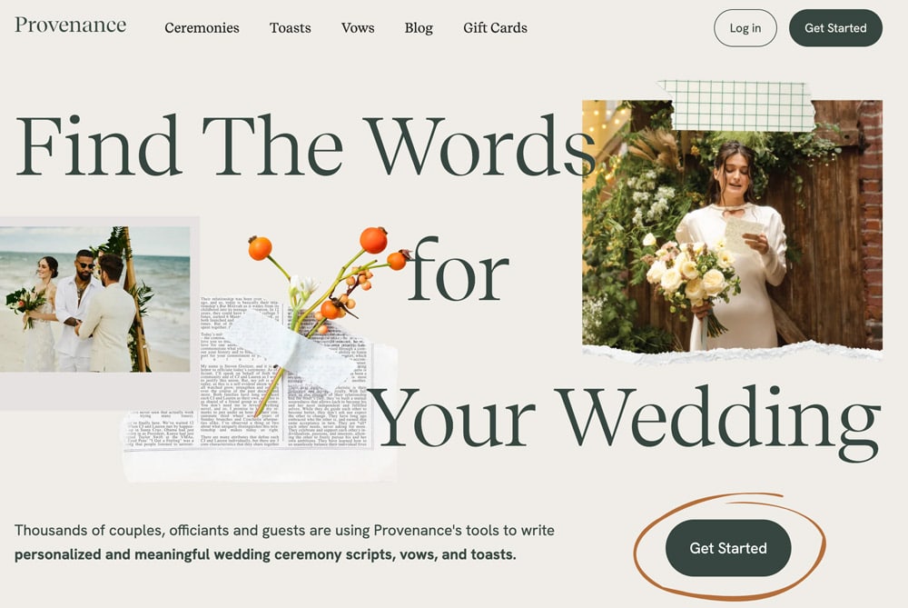 Wedding vow words, speeches and toasts