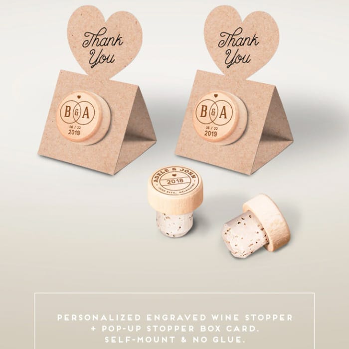 Cork Bottle Stopper and Thank You for Wedding Favors