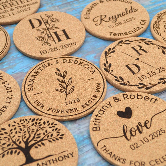 Custom Cork Coaster, Wedding Favors for Guests, Personalized Coaster,