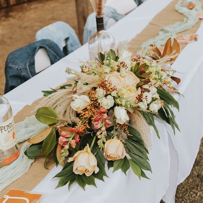 Western Goth Wedding Flower Table arrangement