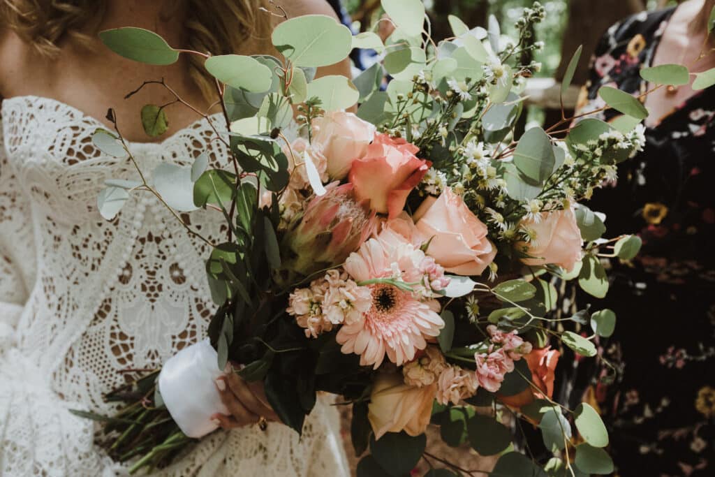 Bohemian Flower Bouquet Summmer Camp Wedding