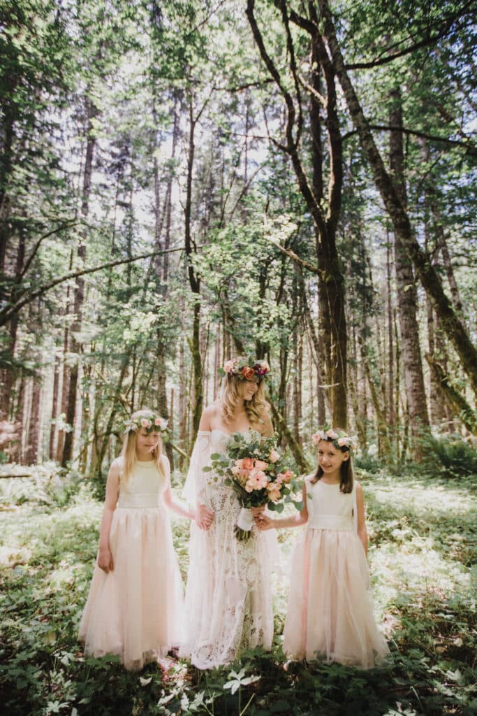 Bohemian Summer Camp Wedding Flower Girls