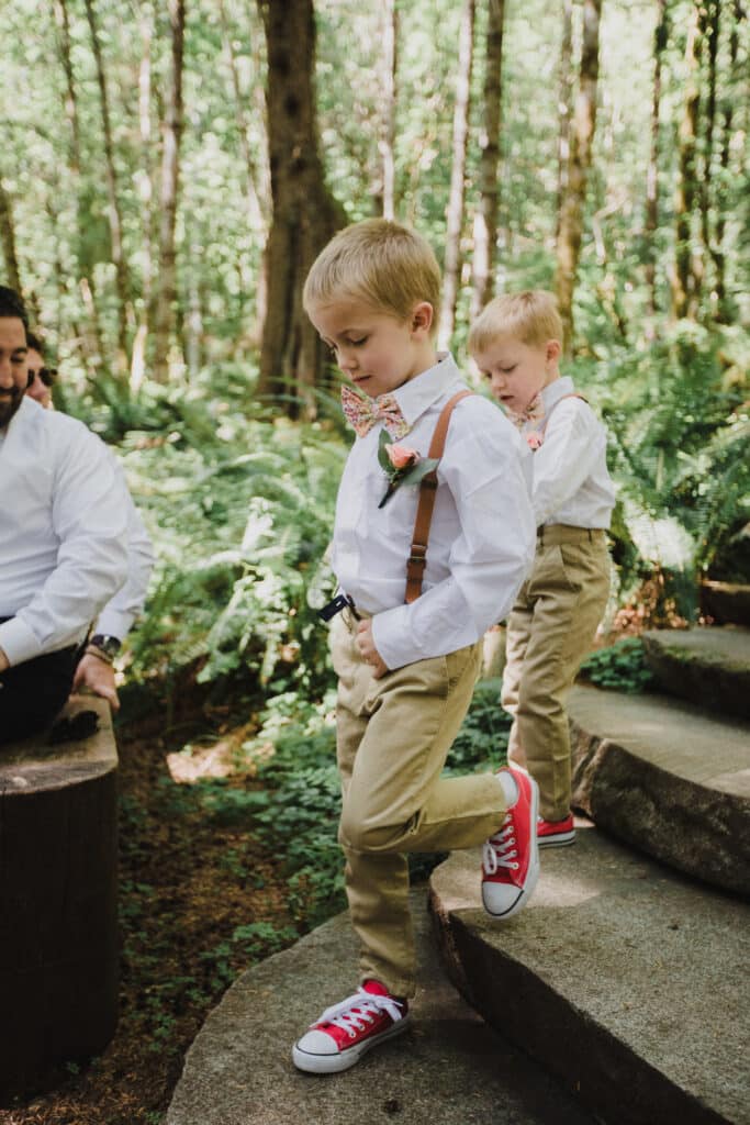 Real Wedding: Bohemian Summer Camp ring bearer boutonniere