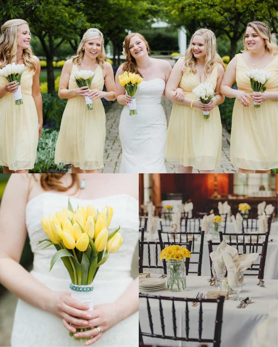 a beautiful spring wedding featuring yellow and white tulips