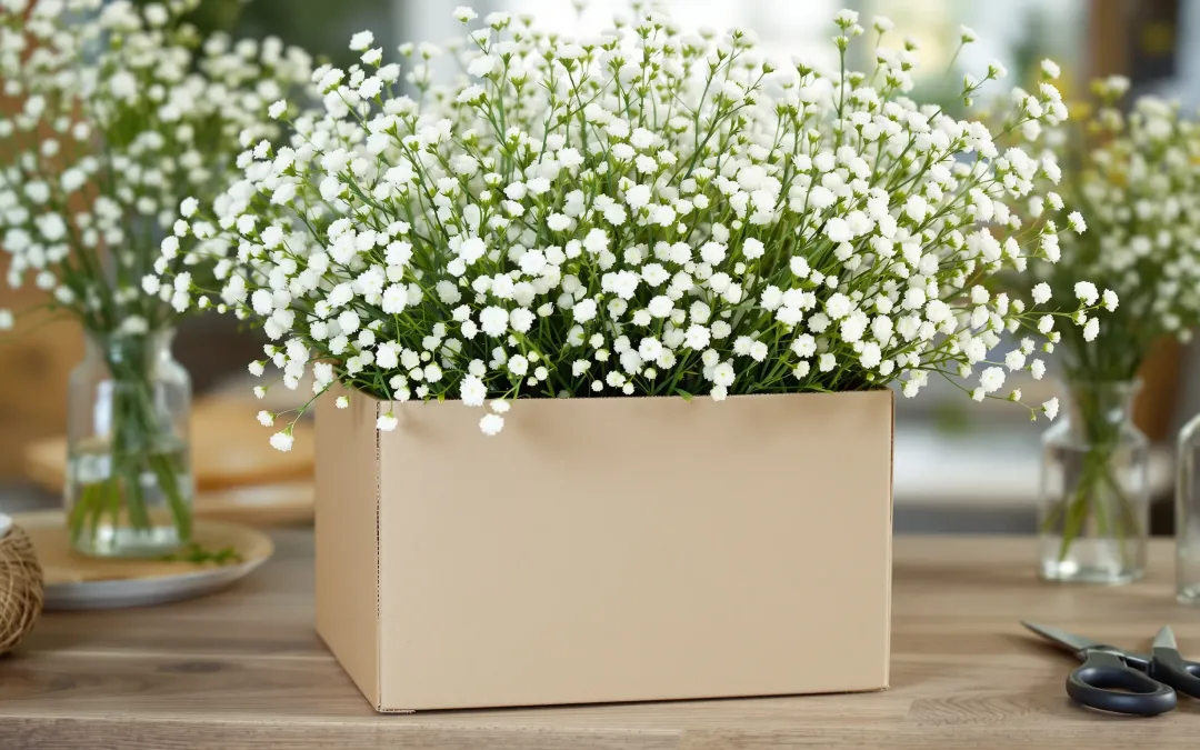 Open wholesale box of fresh white baby