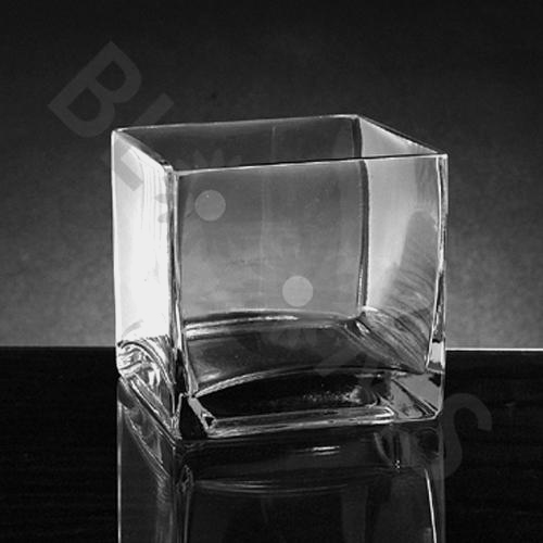 Xsmall Square Glass Vase (4"H x 4" x 4") Wholesale Blooms By The Box