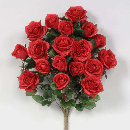 Wholesale Silk Red Rose Bush Blooms by the Box